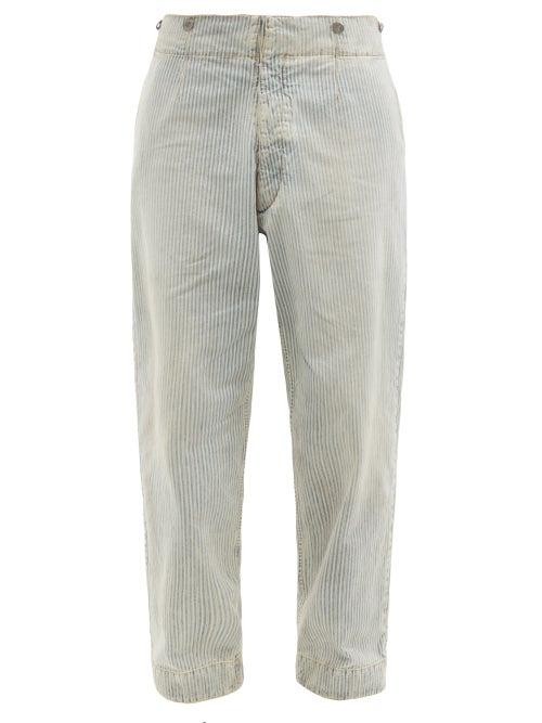 Matchesfashion.com Maison Margiela - Stonewashed Striped Relaxed-leg Jeans - Mens - Blue