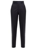 Matchesfashion.com Martine Rose - Checked Wool Twill Trousers - Womens - Navy