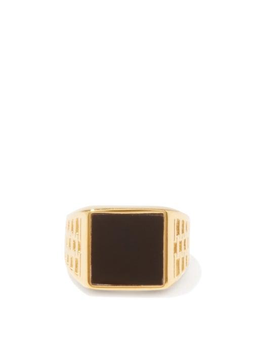 Missoma - Onyx & 18kt Gold-vermeil Signet Ring - Womens - Black Gold