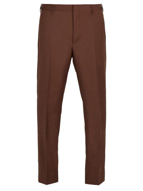 Matchesfashion.com Prada - Straight Leg Wool Blend Trousers - Mens - Brown