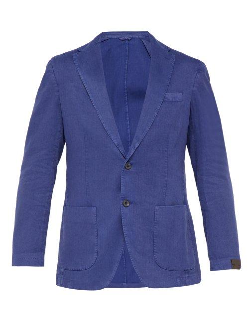 Matchesfashion.com Altea - Patch Pocket Linen Blend Blazer - Mens - Blue