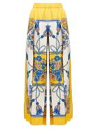 Matchesfashion.com Gucci - Intrigue Print Silk Wide Leg Trousers - Womens - Blue Multi