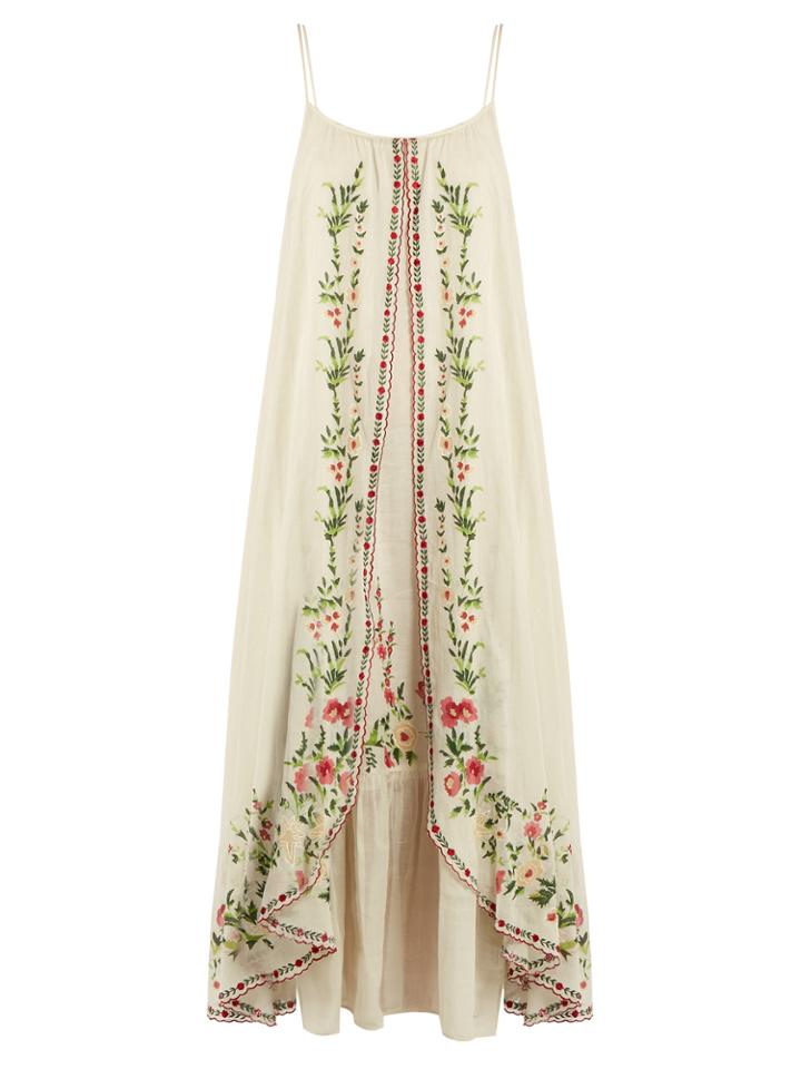 Mes Demoiselles Josephine Floral-embroidered Cotton Dress