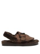 Matchesfashion.com Lvaro - Shearling-lined Leather Sandals - Womens - Brown