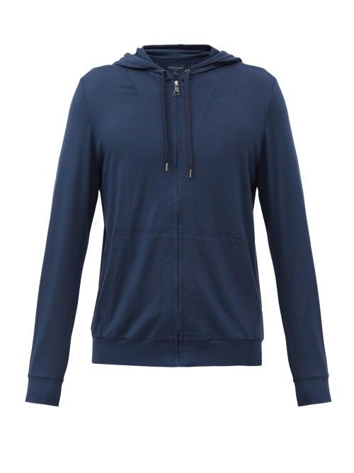 Matchesfashion.com Derek Rose - Basel Micromodal-blend Hooded Pyjama Sweatshirt - Mens - Navy