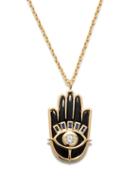 Brent Neale - Hamsa Diamond, Onyx & 18kt Gold Necklace - Womens - Black Gold