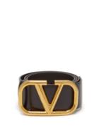 Matchesfashion.com Valentino - V Buckle Medium Leather Belt - Womens - Black