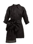 Matchesfashion.com Miu Miu - Rosette Silk Gazar Mini Dress - Womens - Black
