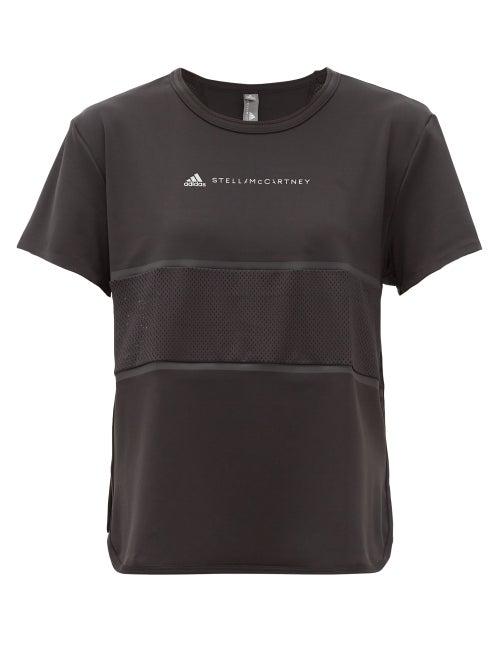 Matchesfashion.com Adidas By Stella Mccartney - Run Loose Mesh Insert Stretch Jersey T Shirt - Womens - Black