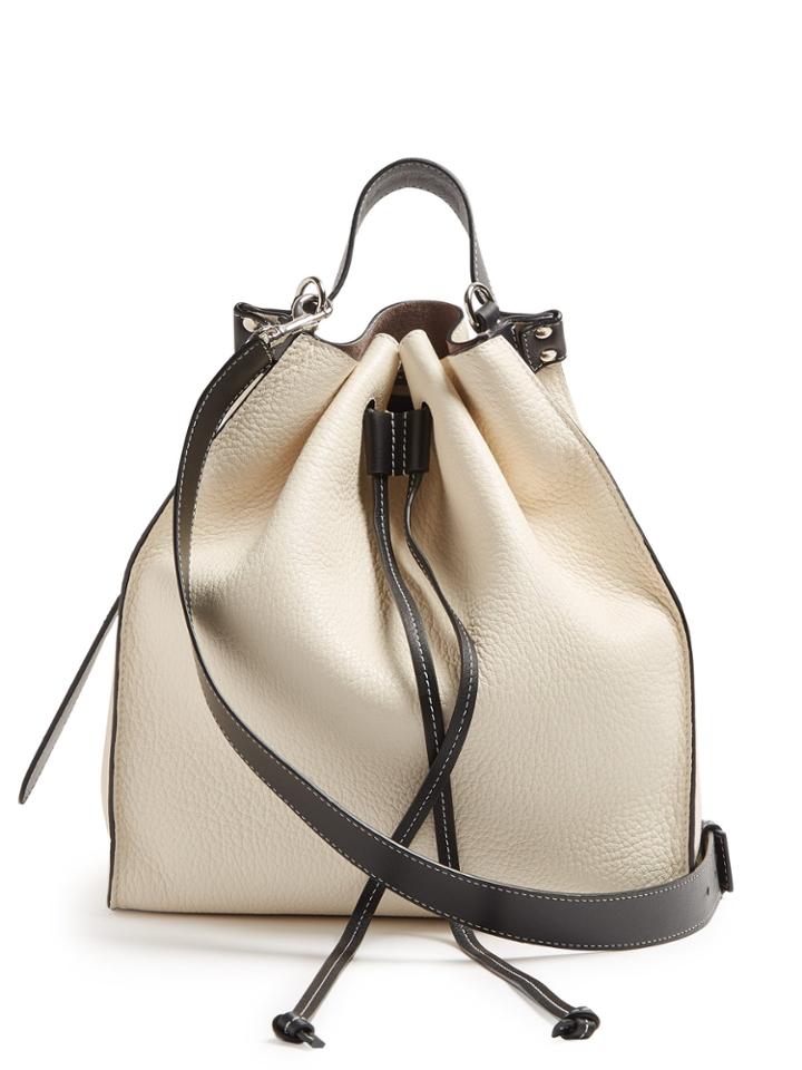 Jw Anderson Drawstring Pebbled-leather Bucket Bag