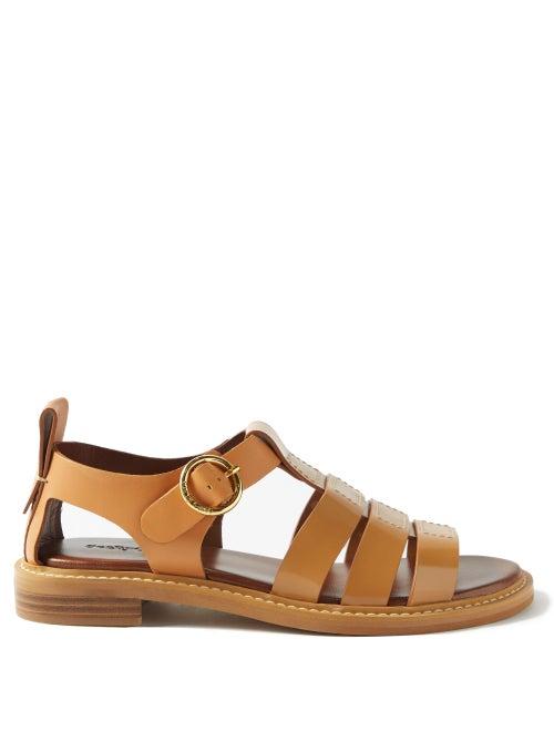 See By Chlo - Millye Buckled Rubber And Leather Sandals - Womens - Brown