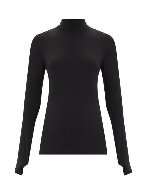 Matchesfashion.com Norma Kamali - Roll-neck Jersey Top - Womens - Black