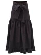 Ladies Rtw Batsheva - Natasha Bow-ties Faille Midi Skirt - Womens - Black