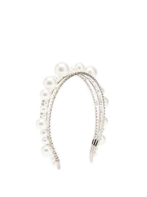 Matchesfashion.com Givenchy - Ariana Embellished Brass Headband - Womens - Pearl