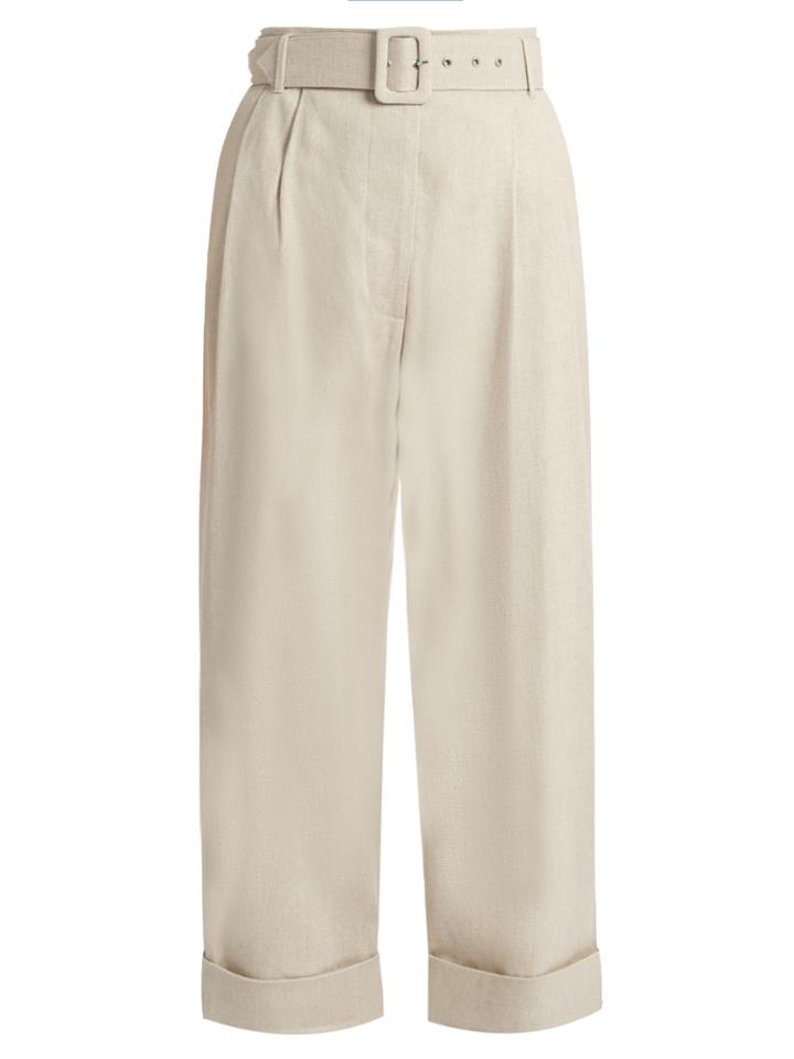 Isa Arfen Safari Tapered-leg Cropped Linen-blend Trousers