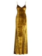 Galvan V-neck Lace-panelled Velvet Gown