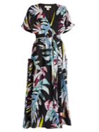 Mara Hoffman Xylophone Black-print Linen Wrap Dress
