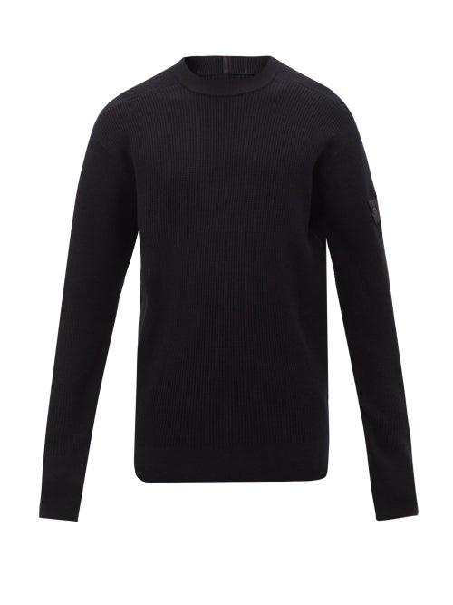Stone Island Shadow Project - Logo-patch Wool-blend Sweater - Mens - Black