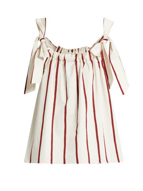Matchesfashion.com M.i.h Jeans - Blake Striped Cotton Blend Top - Womens - Red Stripe