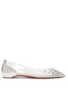 Matchesfashion.com Christian Louboutin - Collaclou Spike Studded Pvc Flats - Womens - Silver
