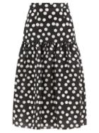 Matchesfashion.com Carolina Herrera - Polka-dot Silk-organza Midi Skirt - Womens - Black White