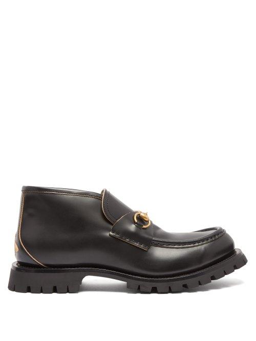 Matchesfashion.com Gucci - Django Bee Embroidered Leather Loafers - Mens - Black