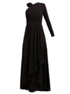 Matchesfashion.com Givenchy - Asymmetric Ruched Crepe Jersey Gown - Womens - Black