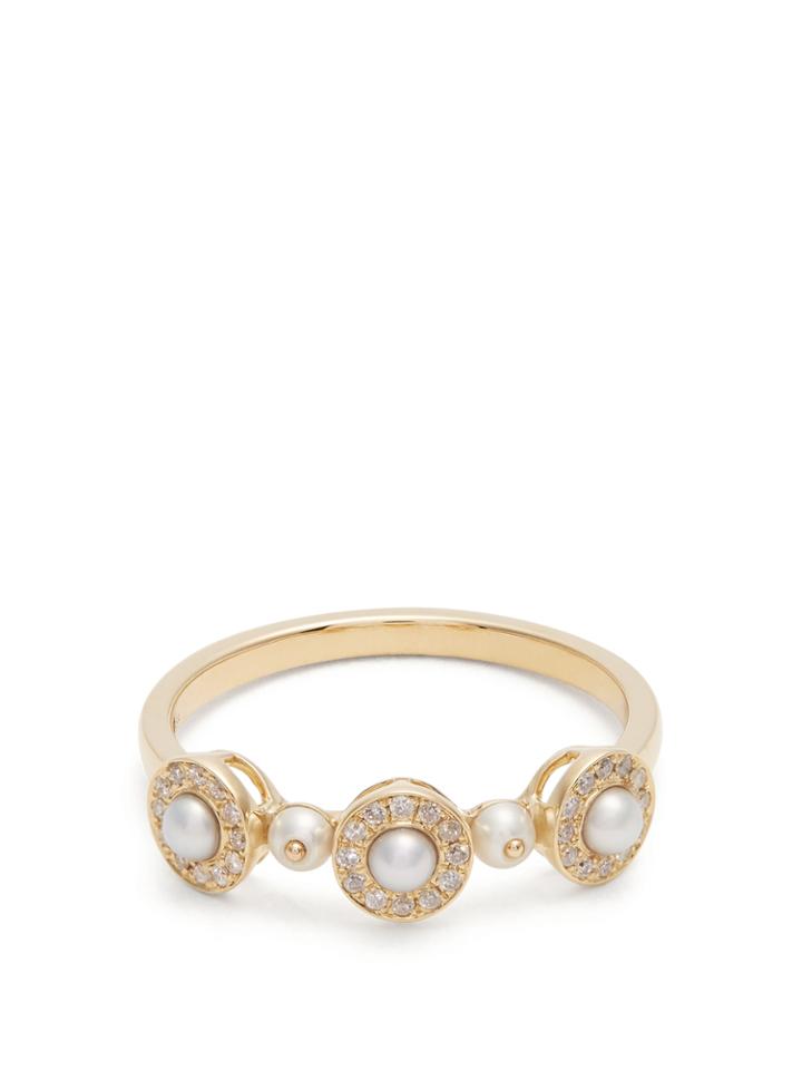 Anissa Kermiche Nancy Diamond, Pearl & Yellow-gold Ring