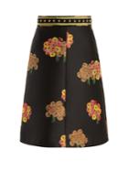 Redvalentino Floral-brocade A-line Midi Skirt