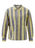 Mens Rtw Pro - Patch-pocket Striped Cotton-canvas Shirt - Mens - Green Navy