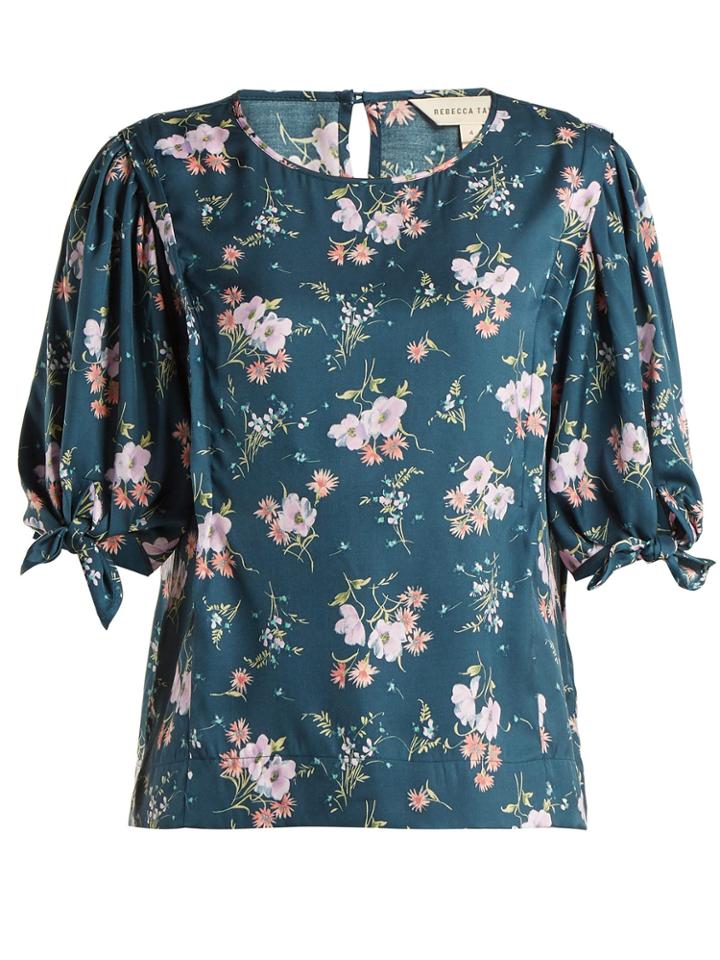 Rebecca Taylor Emilia Floral-print Silk-twill Top