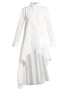 Matchesfashion.com Palmer//harding - Waterfall Hem Cotton Blend Poplin Shirt - Womens - White