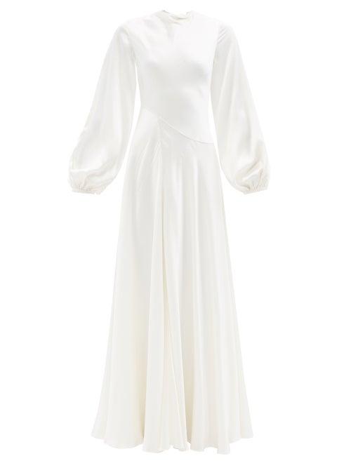 Roksanda - Amarantia Balloon-sleeve Silk-satin Dress - Womens - Ivory