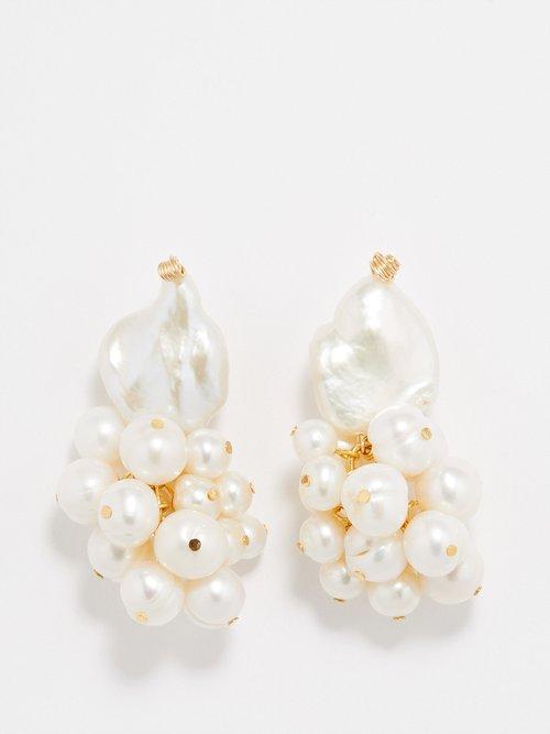 Anita Berisha - Cluster Pearl & 12kt Gold-filled Earrings - Womens - Pearl