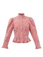 Batsheva - Grace Floral-print Cotton Blouse - Womens - Red Multi