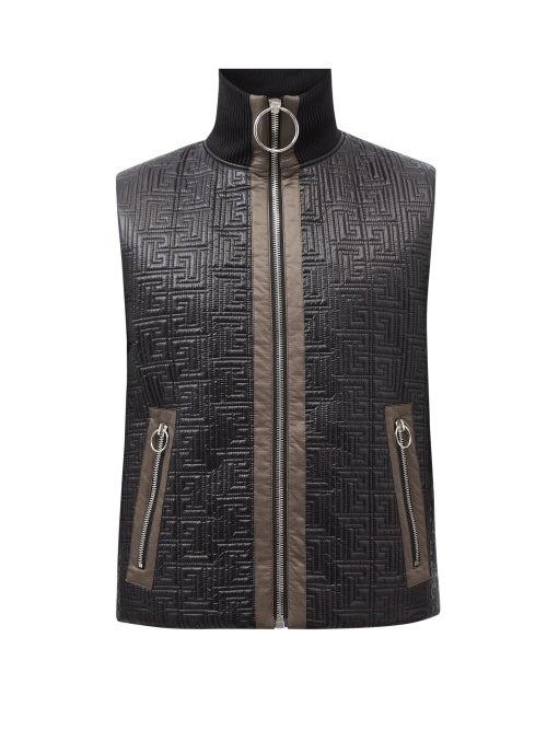 Balmain - Monogram-embossed Padded Gilet - Mens - Black