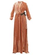 Matchesfashion.com Maria Lucia Hohan - Kamelia Grosgrain Bow Velvet Wrap Dress - Womens - Light Pink