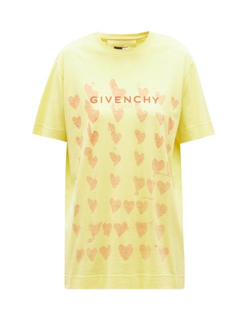 Givenchy - X Josh Smith Heart-print T-shirt - Womens - Yellow