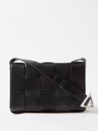 Bottega Veneta - Cassette Mini Intrecciato-leather Cross-body Bag - Mens - Black Silver