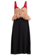 Matchesfashion.com No. 21 - Ostrich Feather Trim Colour Block Dress - Womens - Black Multi