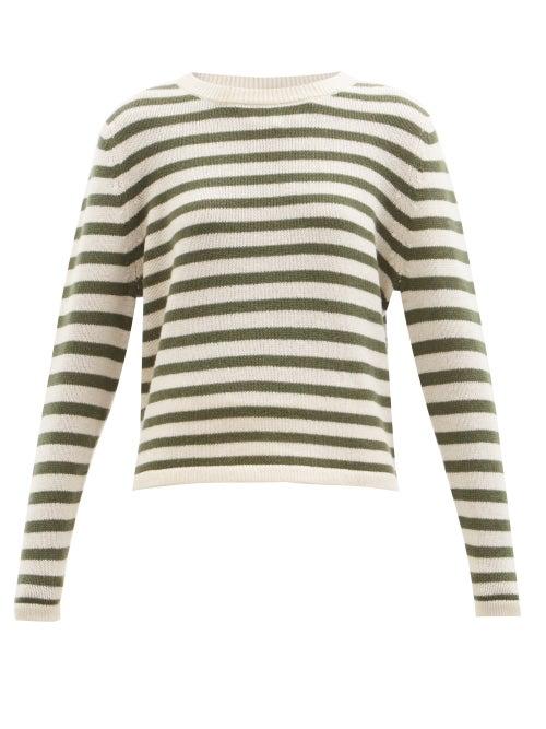 Allude - Striped Wool-blend Sweater - Womens - Khaki Stripe