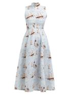 Matchesfashion.com Emilia Wickstead - Sheila Ship Print Midi Dress - Womens - Blue Print