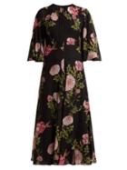 Matchesfashion.com Giambattista Valli - Rose Print Silk Gown - Womens - Black Multi