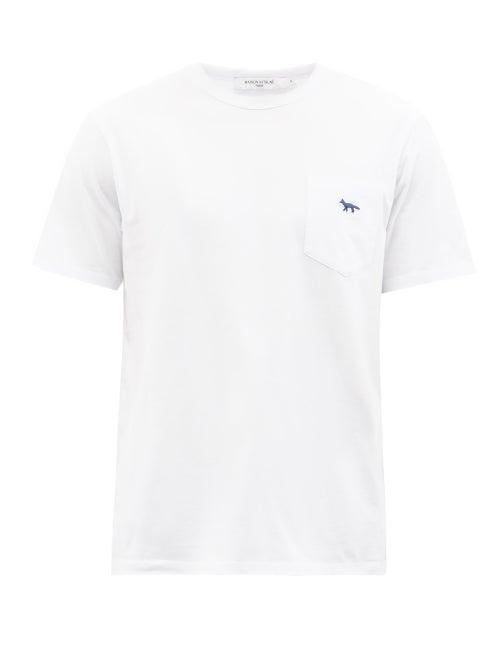 Maison Kitsun - Fox-patch Cotton-jersey T-shirt - Mens - White