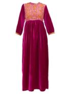 Matchesfashion.com Muzungu Sisters - Touba Floral Embroidered Silk Blend Dress - Womens - Pink Multi