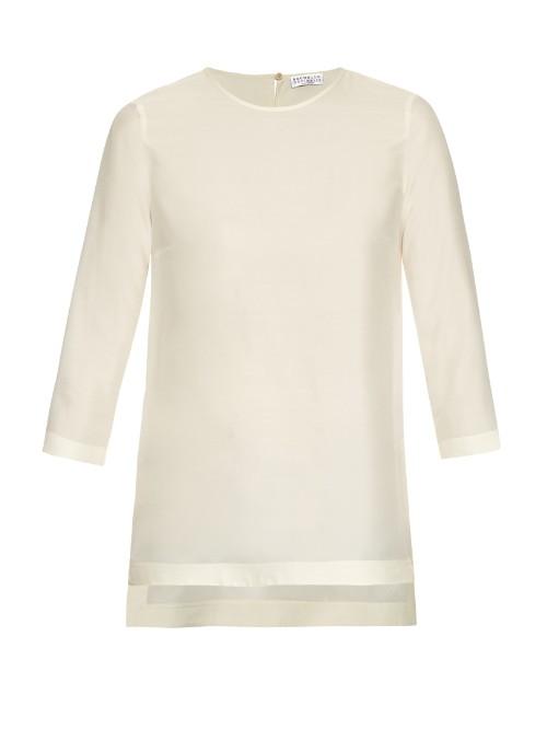 Brunello Cucinelli Step-hem Silk Top