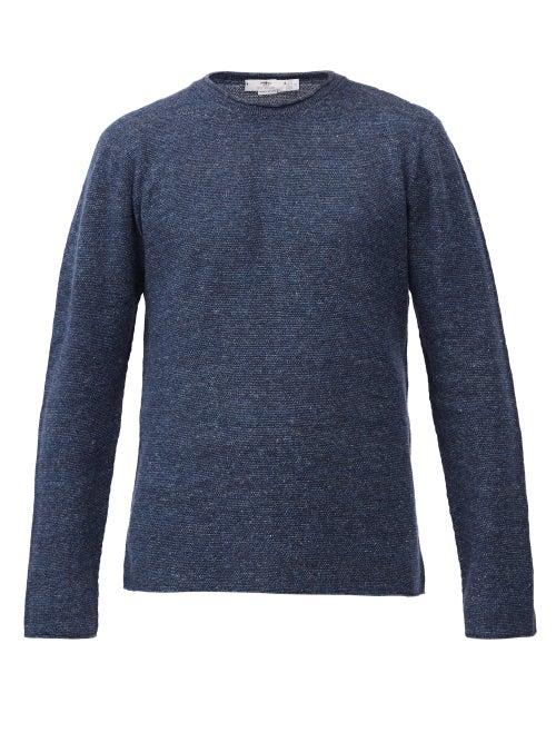 Matchesfashion.com Inis Mein - Rolled-edge Linen-blend Sweater - Mens - Dark Blue