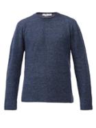Matchesfashion.com Inis Mein - Rolled-edge Linen-blend Sweater - Mens - Dark Blue