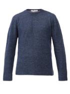 Matchesfashion.com Inis Mein - Rolled-edge Linen-blend Sweater - Mens - Dark Blue