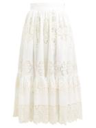 Matchesfashion.com Dolce & Gabbana - Embroidered Guipure Lace Cotton Blend Maxi Skirt - Womens - White